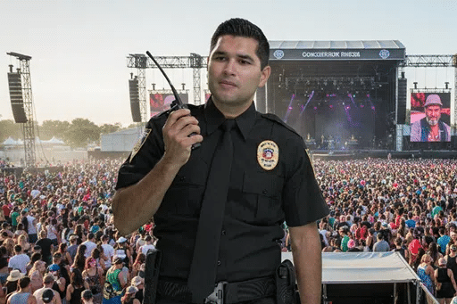 An image of a security guard at a concert