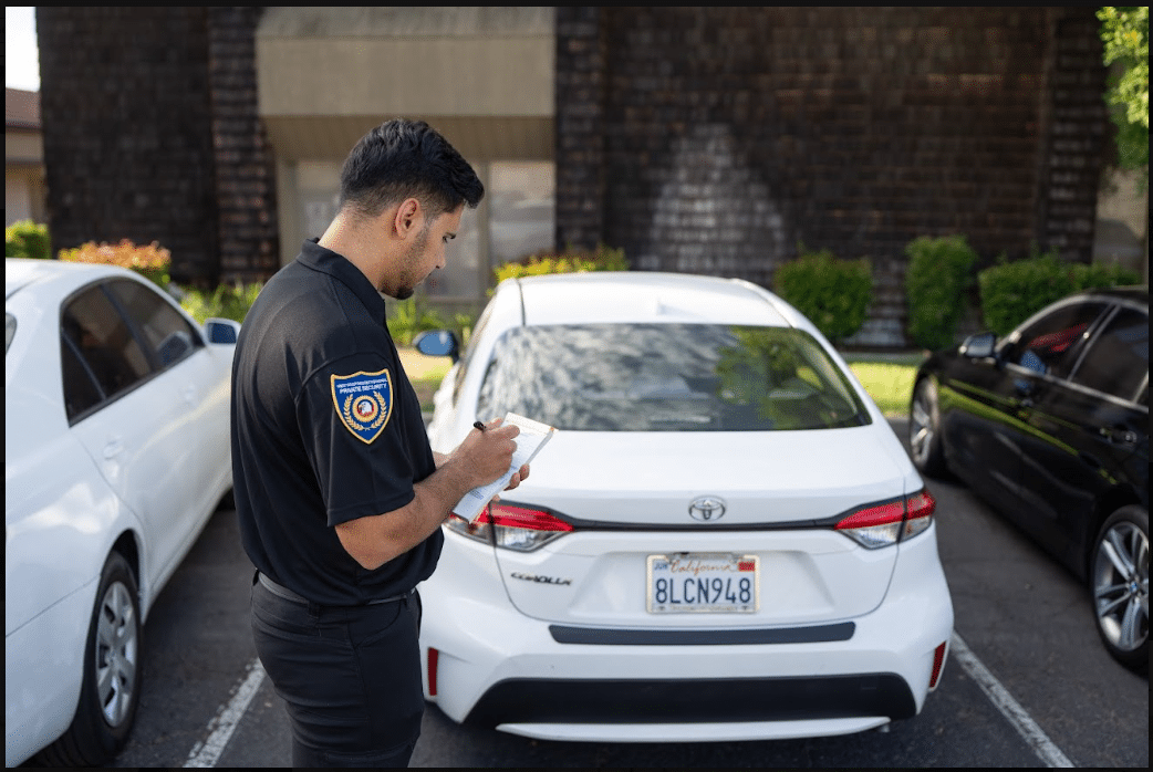 Officer documenting property patrol