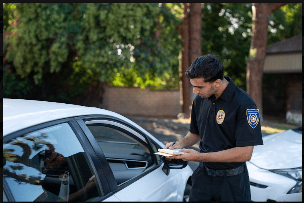 Officer recording inspection notes