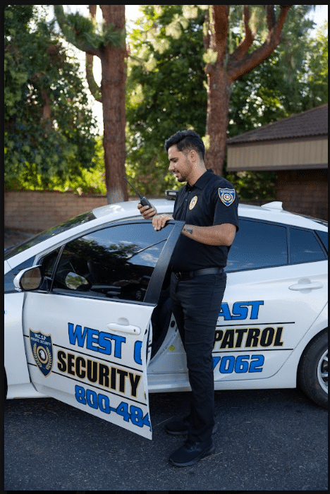 Guard using radio outdoors