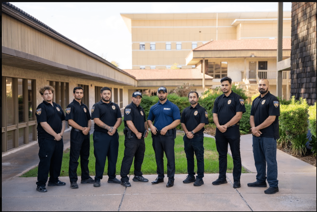 Security team outside building